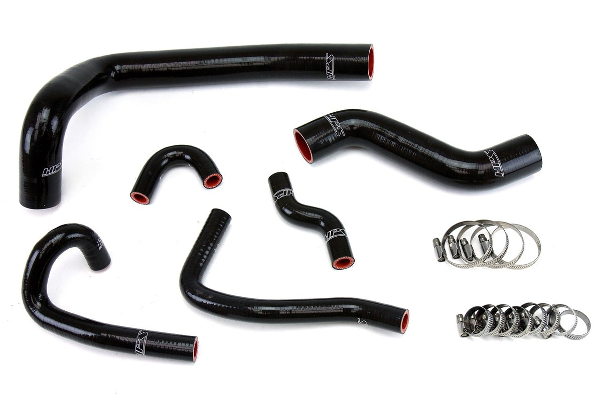 HPS 57-1491-BLK Black Radiator + Heater Hose Kit 93-95 RX-7 57-1491-BLK