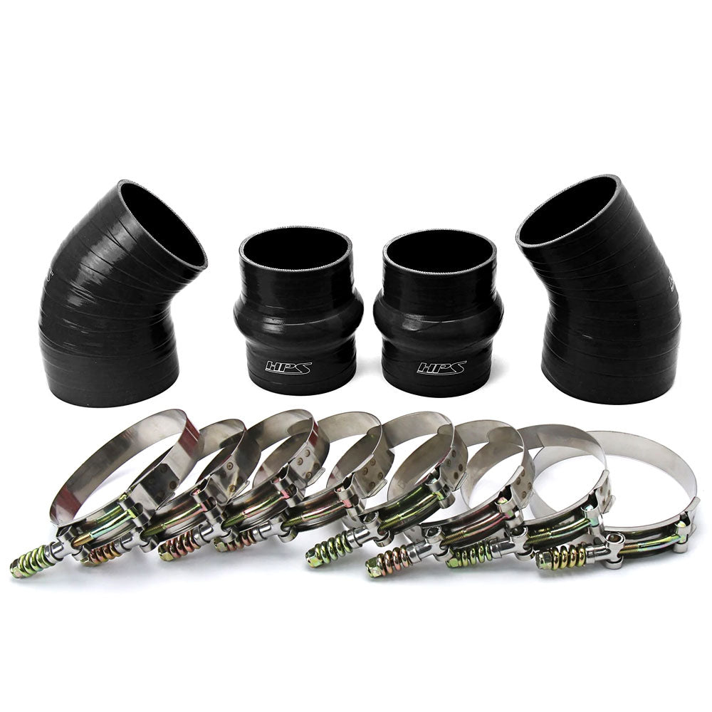 HPS Black 4-Ply Silicone Intercooler Hose Boots Kit For 94-02 Dodge Ram 2500 / 3500 5.9L Cummins Diesel