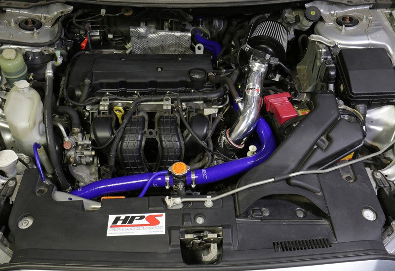 HPS Polish Shortram Air Intake Kit+Heatshield with Filter For 08-14 Mitsubishi Lancer 2.0L/2.4L-Air Intake Systems-BuildFastCar-827-162P