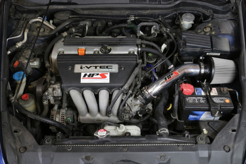 HPS Red Shortram Air Intake+Heatshield with Filter For 03-07 Honda Accord 2.4L-Air Intake Systems-BuildFastCar-827-173R