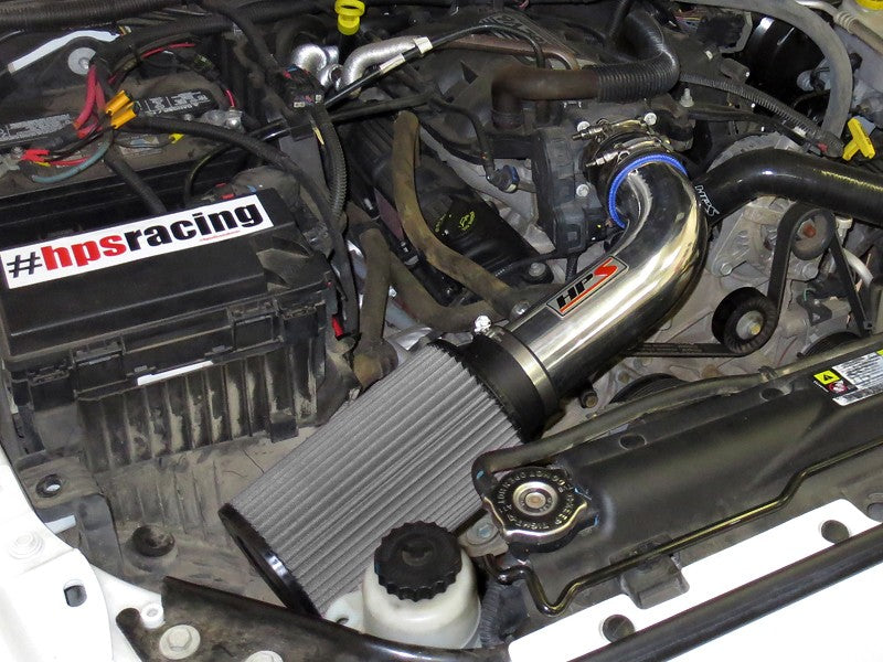 HPS Polish Shortram Air Intake Kit with Filter For 07-11 Jeep Wrangler 3.8L V6-Air Intake Systems-BuildFastCar-827-300P