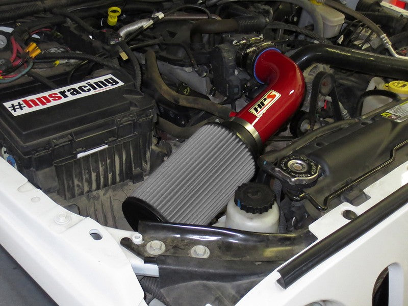 HPS Red Shortram Air Intake Kit with Filter For 07-11 Jeep Wrangler 3.8L V6-Air Intake Systems-BuildFastCar-827-300R