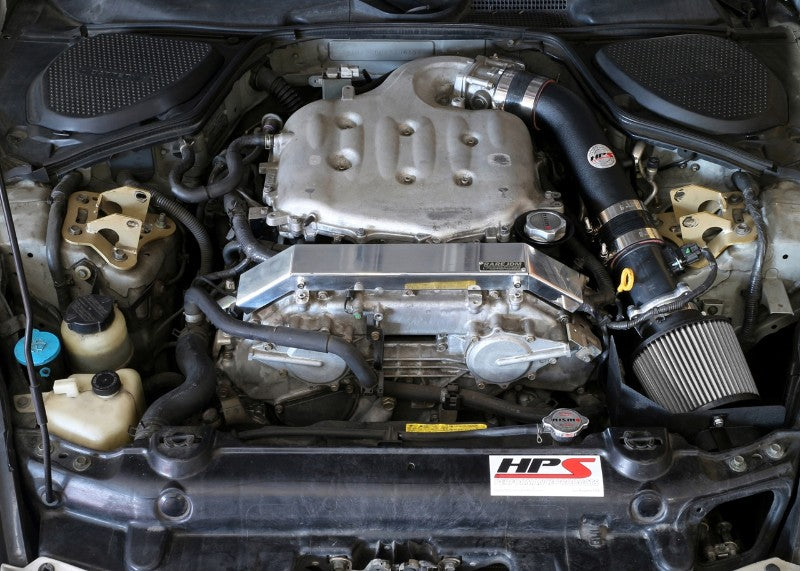 HPS Black Shortram Air Intake+Heatshield with Filter For 03-06 Nissan 350Z-Air Intake Systems-BuildFastCar-827-520WB