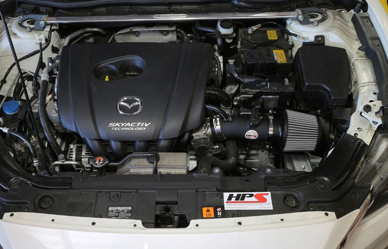 HPS Black Shortram Air Intake+Heatshield with Filter For 14-17 Mazda Mazda6 2.5L-Air Intake Systems-BuildFastCar-827-547WB