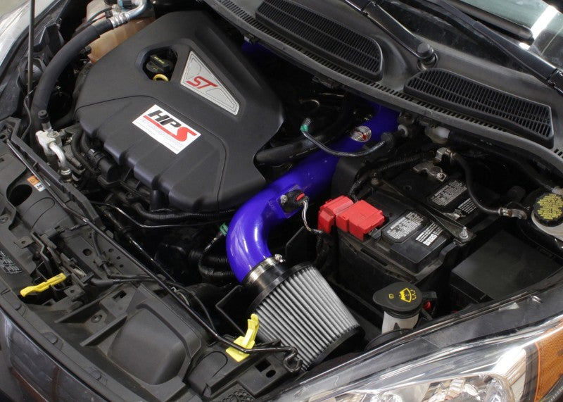 HPS Blue Shortram Air Intake+Heatshield with Filter For 14-15 Ford Fiesta ST-Air Intake Systems-BuildFastCar-827-553BL