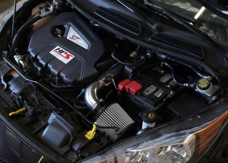 HPS Polish Shortram Air Intake+Heatshield with Filter For 14-15 Ford Fiesta ST-Air Intake Systems-BuildFastCar-827-553P