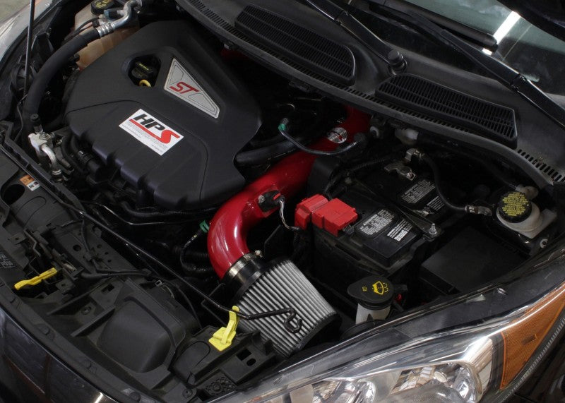 HPS Red Shortram Air Intake+Heatshield with Filter For 14-15 Ford Fiesta ST 1.6L-Air Intake Systems-BuildFastCar-827-553R
