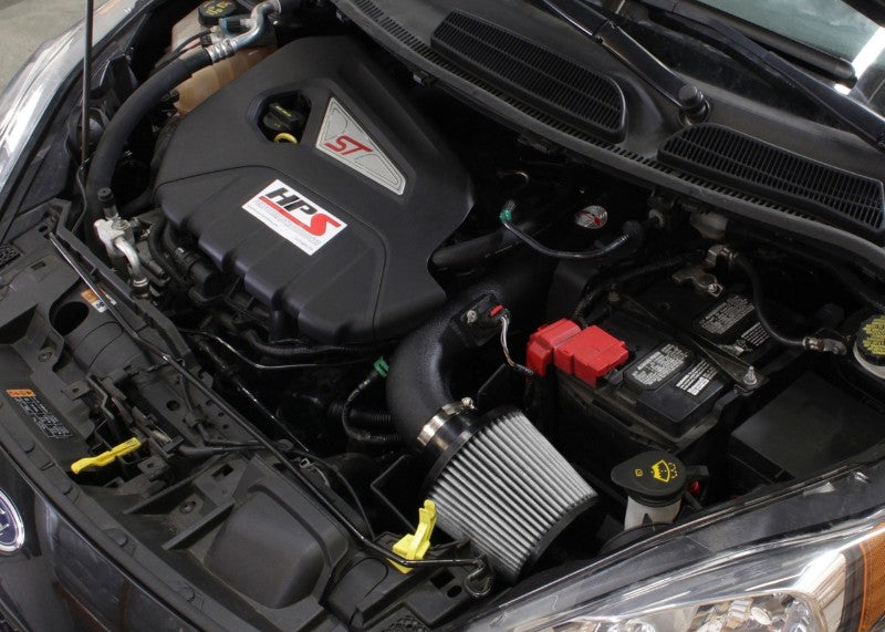 HPS Black Shortram Air Intake+Heatshield with Filter For 14-15 Ford Fiesta ST-Air Intake Systems-BuildFastCar-827-553WB