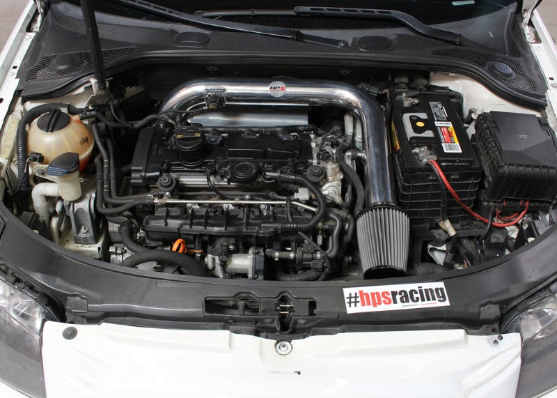 HPS Black Shortram Air Intake+Heatshield+Filter For 06-08 Volkswagen EOS 2.0T AT-Air Intake Systems-BuildFastCar-827-564WB-1