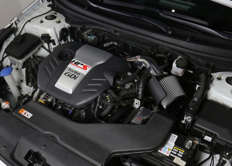 HPS Polish Shortram Air Intake+Heatshield with Filter For 16-17 Kia Optima LX-Air Intake Systems-BuildFastCar-827-594P-1
