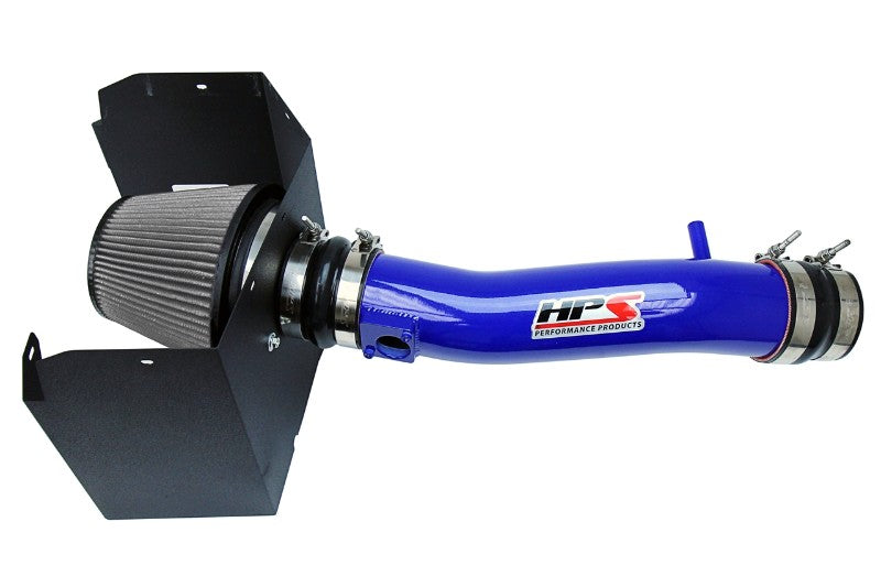 HPS Blue Shortram Air Intake+Heatshield with Filter For 16-19 Toyota Tacoma-Air Intake Systems-BuildFastCar-827-595BL