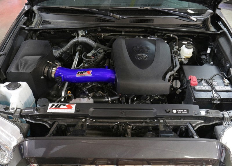 HPS Blue Shortram Air Intake+Heatshield with Filter For 16-19 Toyota Tacoma-Air Intake Systems-BuildFastCar-827-595BL