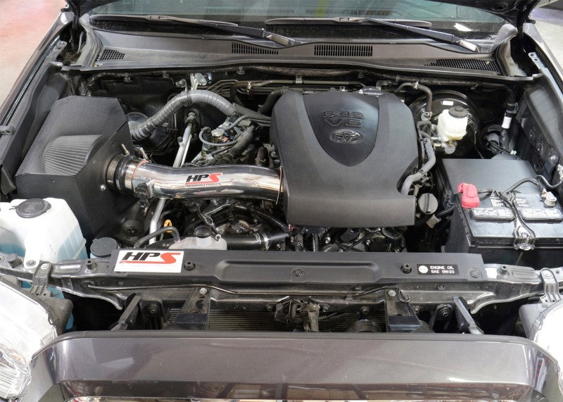 HPS Polish Shortram Air Intake+Heatshield with Filter For 16-19 Toyota Tacoma-Air Intake Systems-BuildFastCar-827-595P