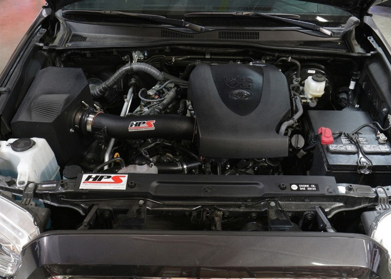 HPS Black Shortram Air Intake+Heatshield with Filter For 16-19 Toyota Tacoma-Air Intake Systems-BuildFastCar-827-595WB