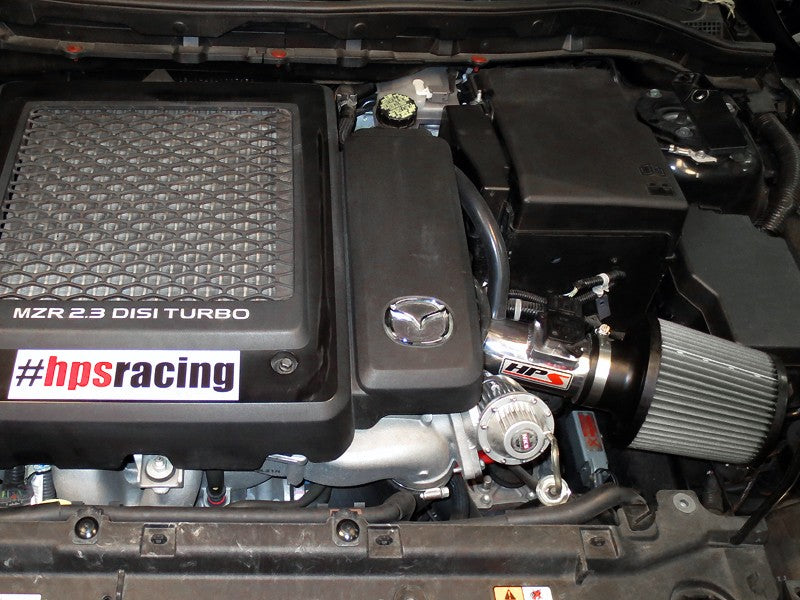 HPS Polish Shortram Air Intake with Filter For 07-13 Mazda Mazdaspeed 3 2.3L-Air Intake Systems-BuildFastCar-827-601P
