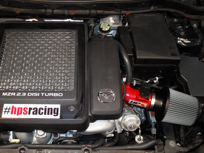 HPS Red Shortram Air Intake with Filter For 07-13 Mazda Mazdaspeed 3 2.3L Turbo-Air Intake Systems-BuildFastCar-827-601R