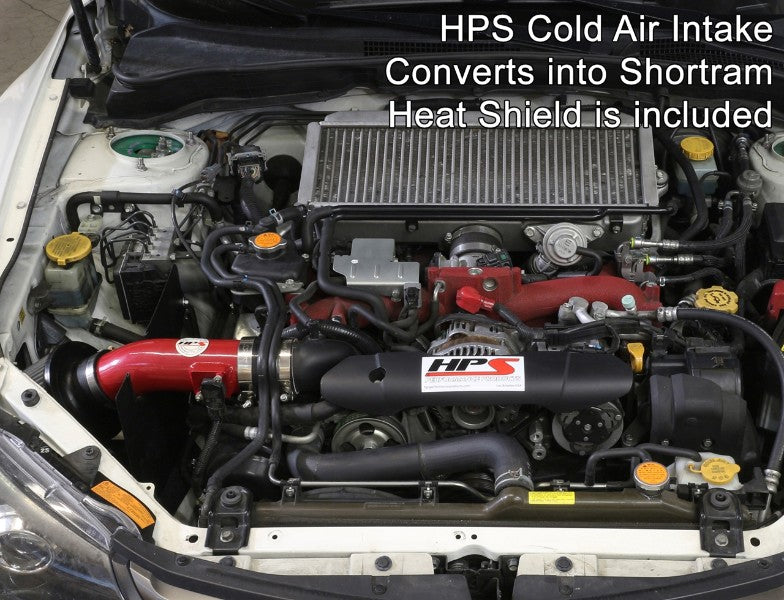 HPS Red Cold Air Intake Kit with Filter For 08-14 Subaru WRX STI 2.5L Turbo-Air Intake Systems-BuildFastCar-837-566R-1