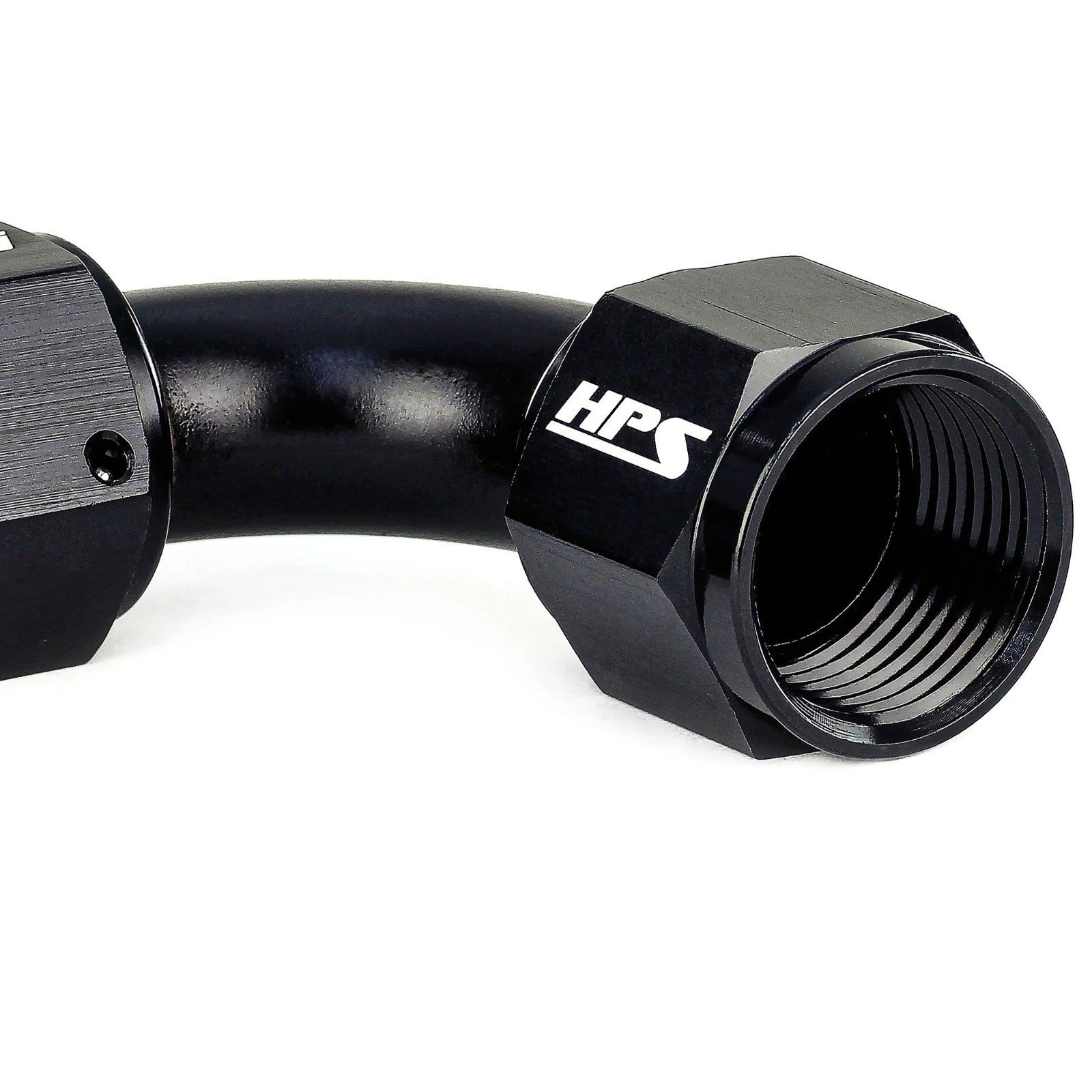 HPS AN Female to Female Swivel Coupling Adapter Fitting, 90 Degree, AN -10, Black Aluminum