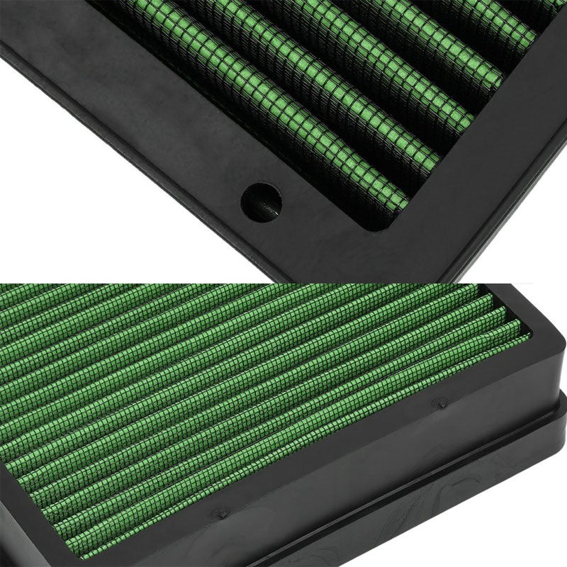 Green High Flow Direct Replacement Drop-In Panel Air Filter For 02-07 Lancer-Performance-BuildFastCar