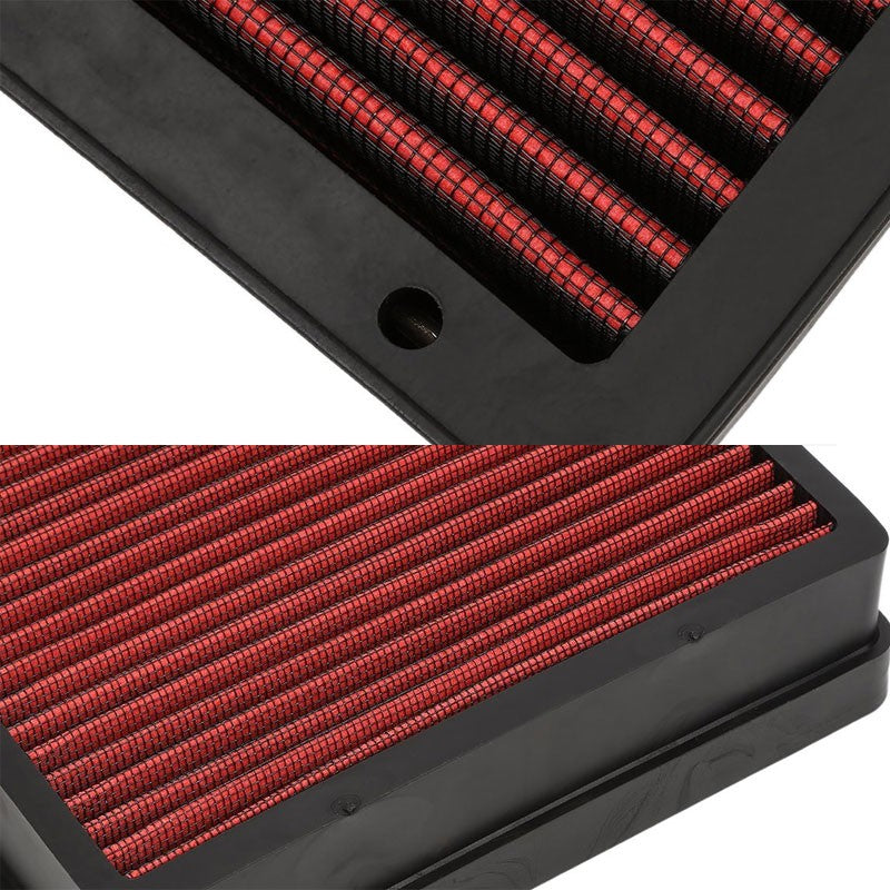 Red High Flow Cotton Washable/Reusable Drop-In Panel Air Filter For 02-07 Lancer-Performance-BuildFastCar