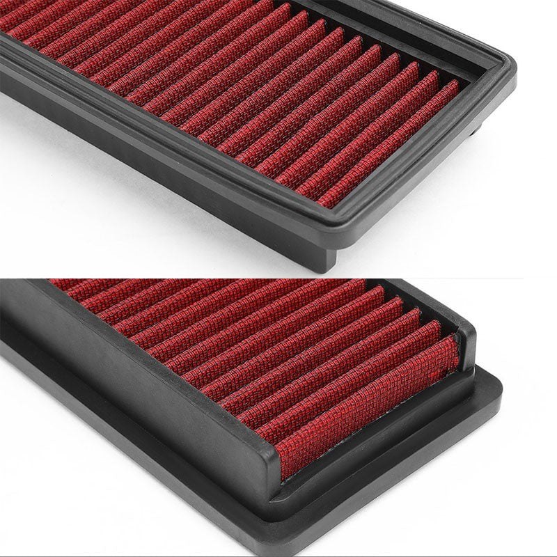 Red High Flow Cotton Wash/Reusable Drop-In Panel Air Filter For 04-12 Citroen C4-Performance-BuildFastCar