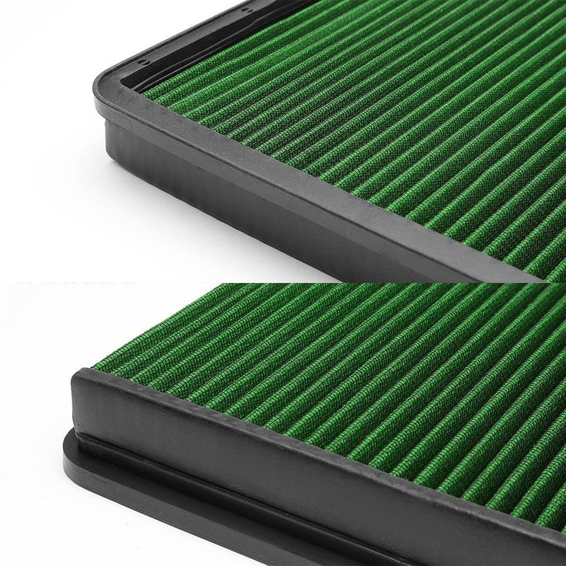Green High Flow Cotton Gauze Drop-In Panel Air Filter For 09-17 F-150 2.7L-6.2L-Performance-BuildFastCar