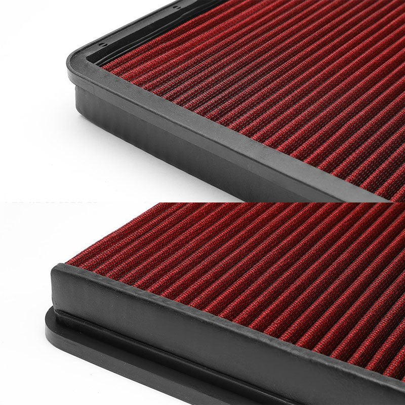 Red High Flow Wash/Reusable Drop-In Panel Air Filter For 09-17 F-150 2.7L-6.2L-Performance-BuildFastCar