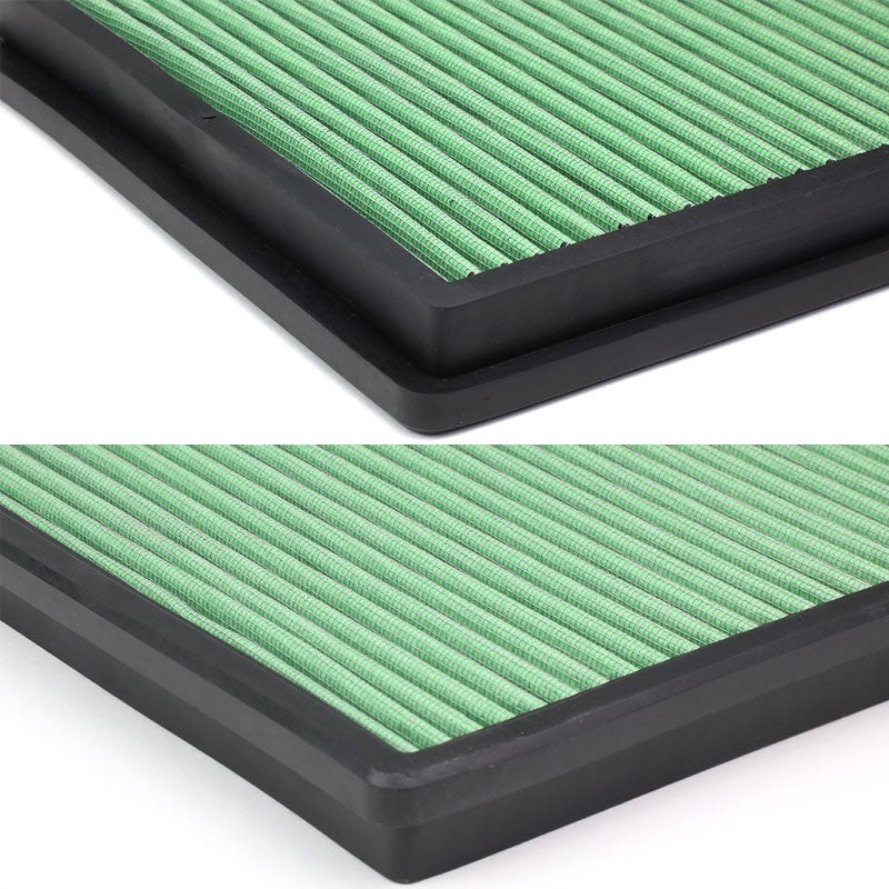 Green High Flow Cotton Washable Drop-In Panel Air Filter For 11-17 Challenger-Performance-BuildFastCar