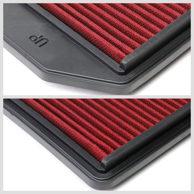 Red High Flow Washable/Reusable OE Drop-In Panel Air Filter For 07-09 Honda CR-V-Performance-BuildFastCar