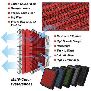 Red High Flow Washable/Reusable OE Drop-In Panel Air Filter For 07-09 Honda CR-V-Performance-BuildFastCar