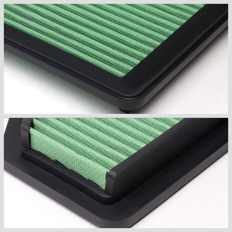 Green High Flow Cotton Washable OE Drop-In Panel Air Filter For 08 Honda City L4-Performance-BuildFastCar