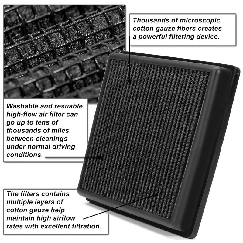 Black High Flow Performance Drop-In Panel Air Filter For 14-17 VW Sportvan L4-Performance-BuildFastCar