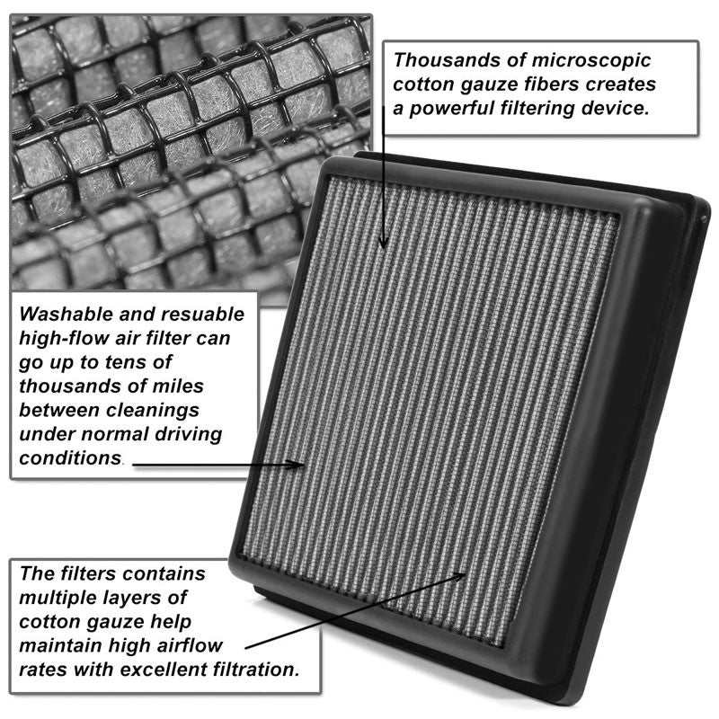 Silver High Flow Washable OE Style Drop-In Panel Air Filter For 11-18 Charger-Performance-BuildFastCar