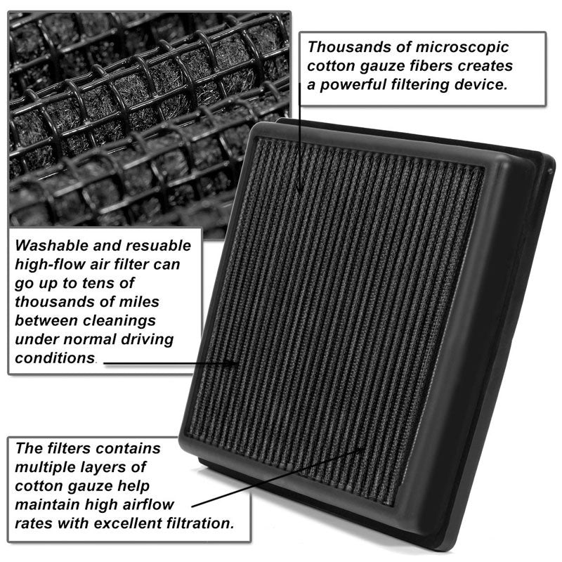 Black High Flow OE Style DropIn Panel Air Filter For Toyota Hilux/Fotuner Diesel-Performance-BuildFastCar