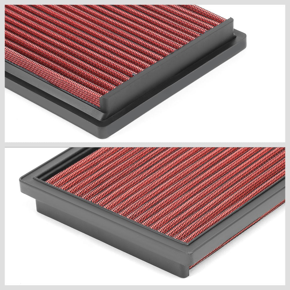 Red High Flow Washable Drop-In Panel Air Filter For 90-94 Mazda 323 1.6L 1.8L