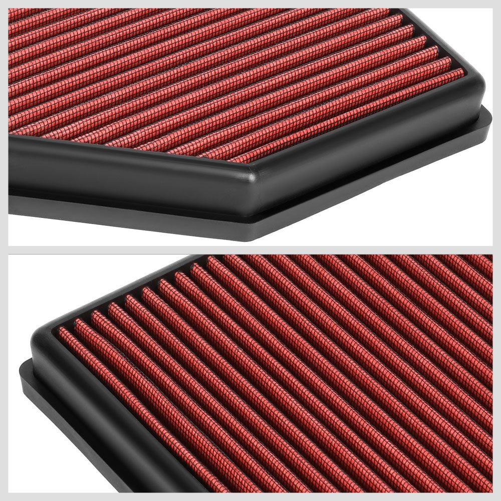 Red High Flow Washable Drop-In Panel Air Filter For 11-16 Volvo S60 3.0L Turbo