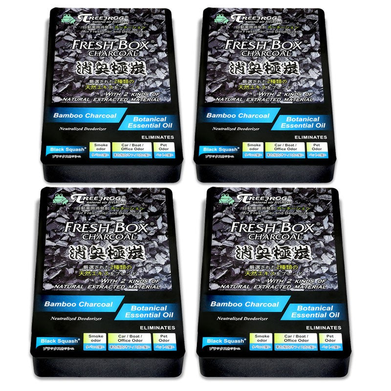 4xCharcoal Box Style Black Squash Scent Gel 200g Car Air Freshener Odor Remove-Accessories-BuildFastCar