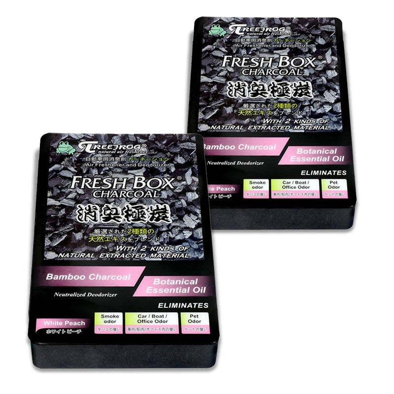 2xCharcoal Box White Peach Scent Gel 200g Auto/Car/Home/Toilet Air Freshener-Accessories-BuildFastCar