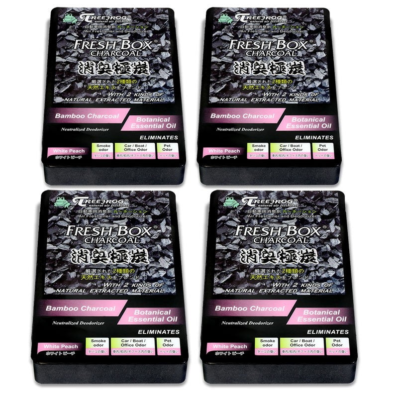 4xCharcoal Box White Peach Scent Gel 200g Indoor/Auto Air Freshener Odor Remove-Accessories-BuildFastCar