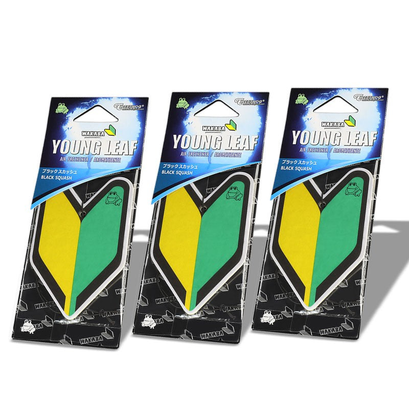 3x Tree Frog Young Leaf Paper JDM New Driver/Black Squash Scent Air Freshener-Miscellaneous-BuildFastCar