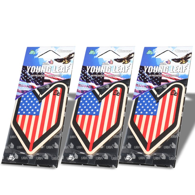 3x Tree Frog Young Leaf Paper USA Flag/Clean Squash Scent Air Freshener Bathroom-Miscellaneous-BuildFastCar