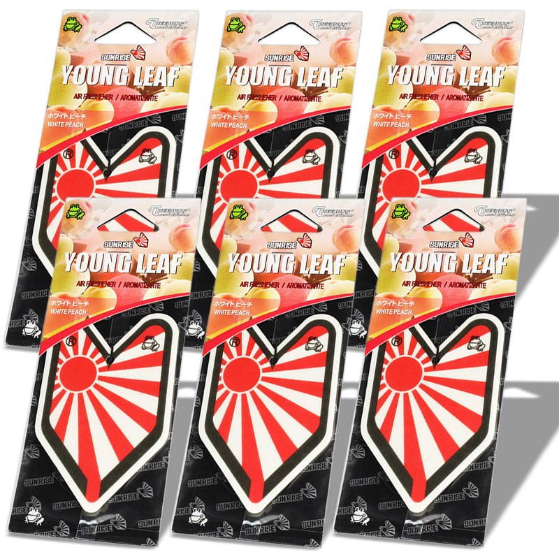 6x Tree Frog Young Leaf Paper Rising Sun Mark/White Peach Scent Air Freshener-Miscellaneous-BuildFastCar