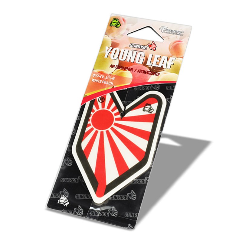 1x Tree Frog Young Leaf Paper Rising Sun Mark/White Peach Scent Air Freshener-Miscellaneous-BuildFastCar