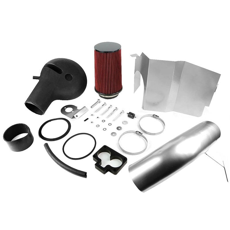 Cold Air Intake Polish Pipe/Red Fitler+Heat Shield For 97-99 Dakota/Durango V8-Performance-BuildFastCar