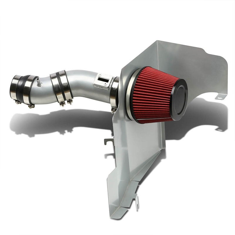 Cold Air Intake Kit Silver Pipe+Filter+Heat Shield For Ford 11-14 Mustang Base V-Performance-BuildFastCar