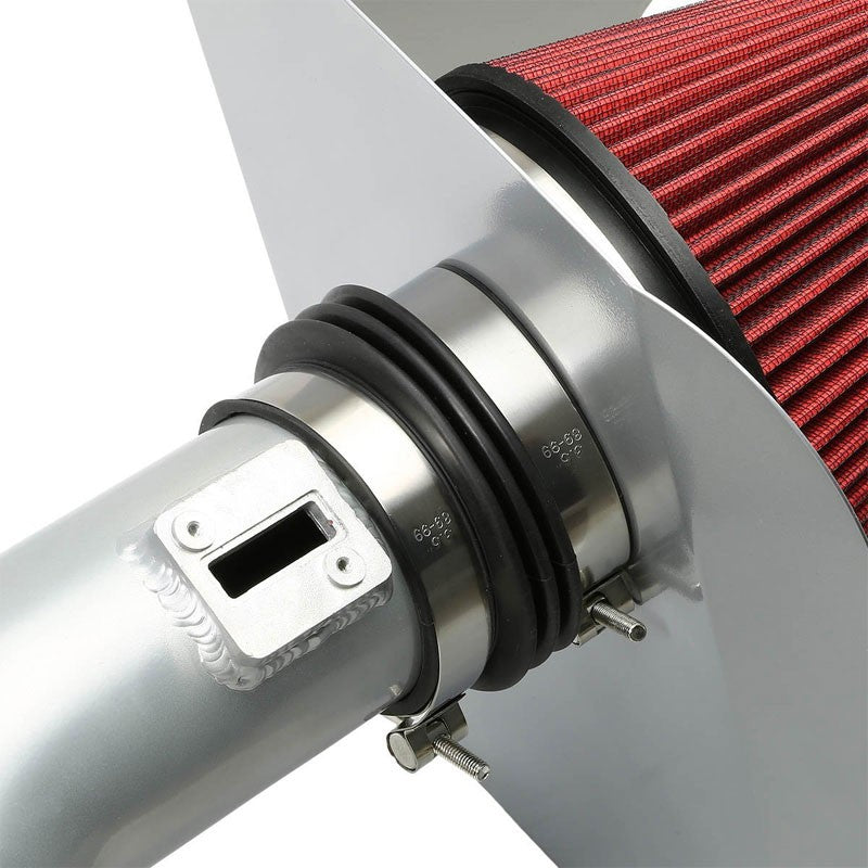 Cold Air Intake Kit Silver Pipe+Filter+Heat Shield For Ford 11-14 Mustang Base V-Performance-BuildFastCar