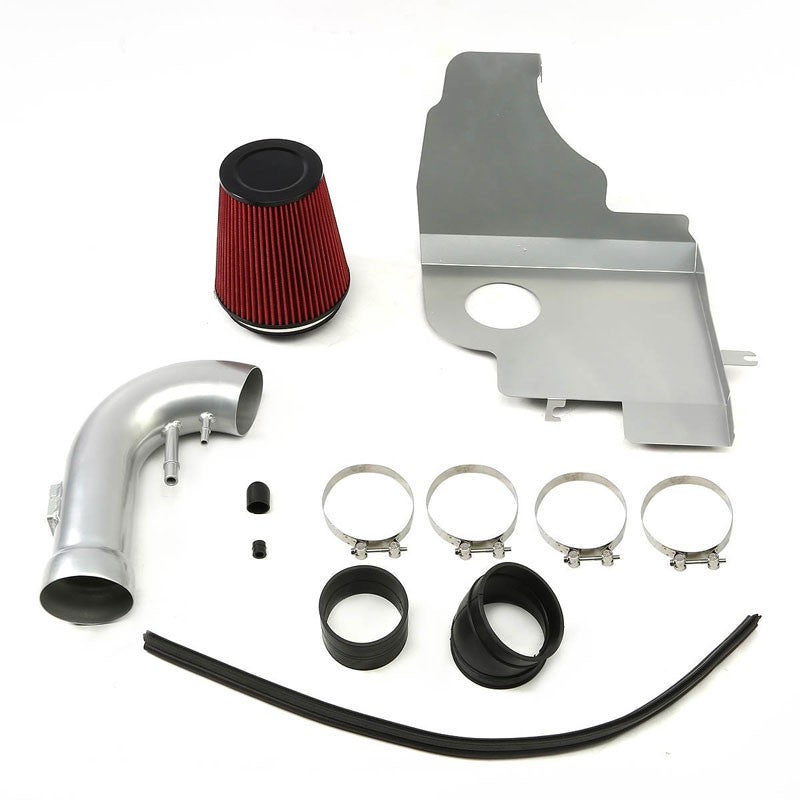 Cold Air Intake Kit Silver Pipe+Filter+Heat Shield For Ford 11-14 Mustang GT V8-Performance-BuildFastCar