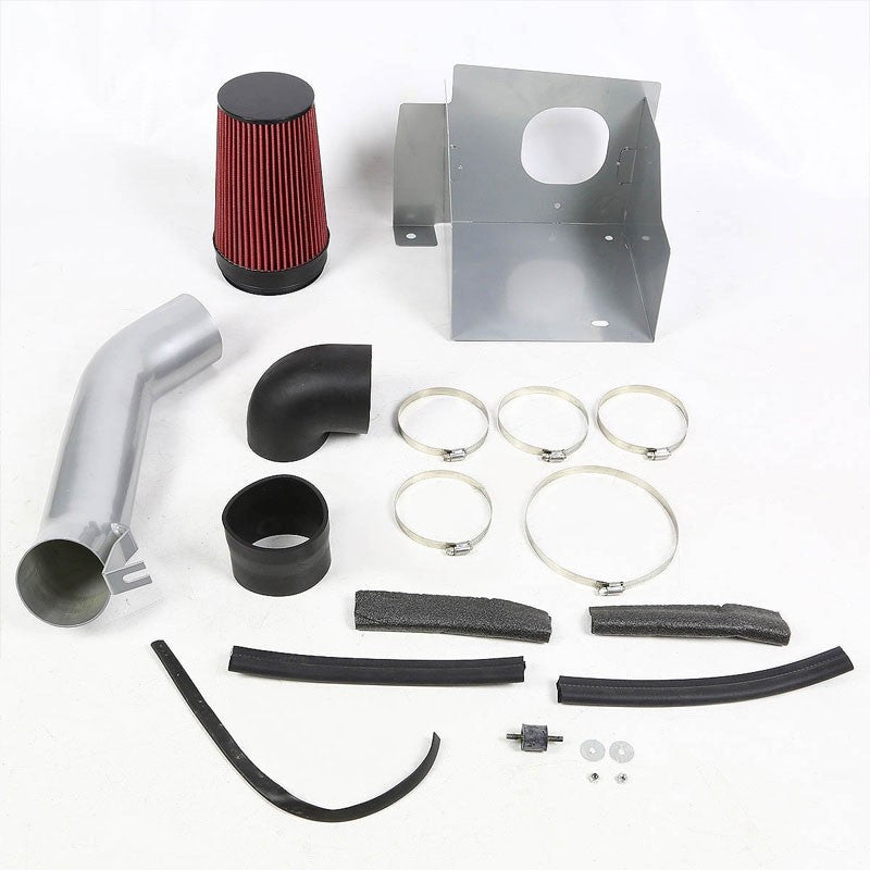 Silver Air Intake Aluminum Piping+Heat Shield For Hummer 03-09 H2 GMT 6.0L V8-Performance-BuildFastCar