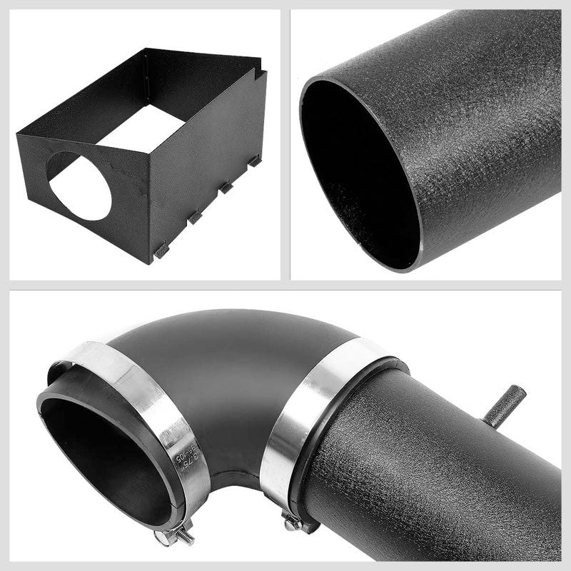Black Air Intake Aluminum Piping+Heat Shield For Jeep 06-10 Grand Cherokee V8-Performance-BuildFastCar