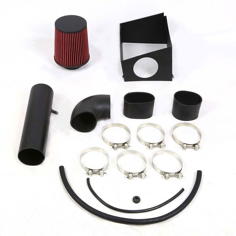 Black Air Intake Aluminum Piping+Heat Shield For Jeep 06-10 Grand Cherokee V8-Performance-BuildFastCar